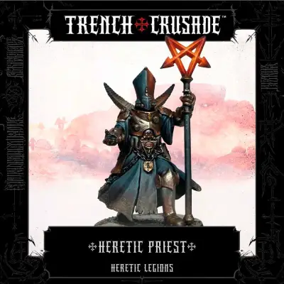 Figurine trench crusade heretic priest polearm/staff, knife